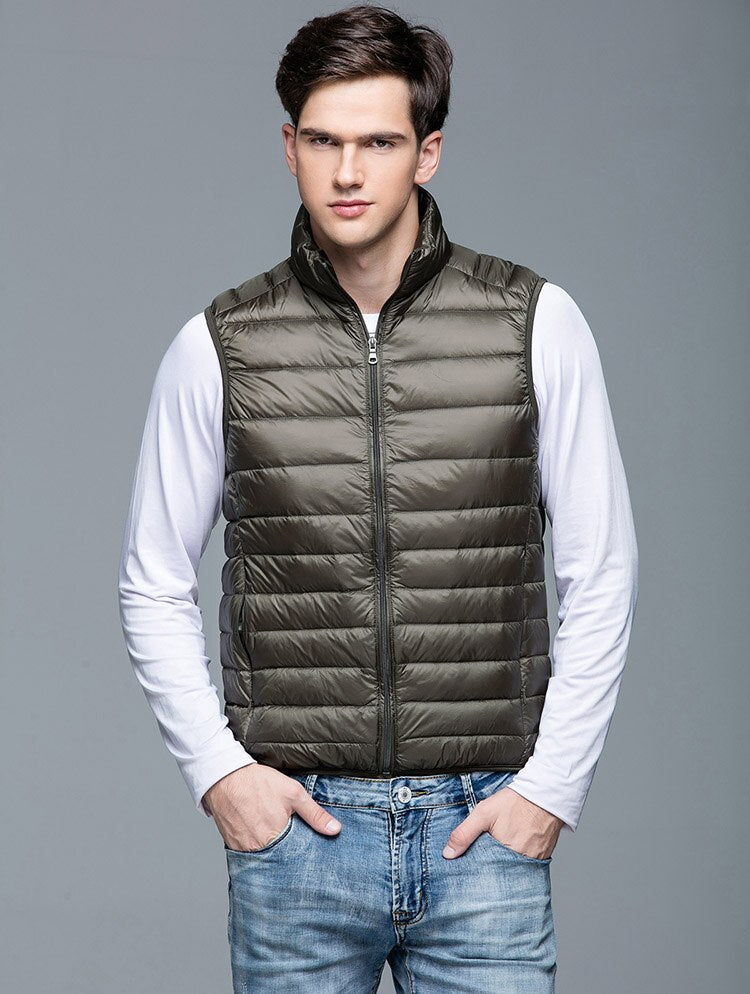 Duck Down Vest Ultra Light Men's Sleeveless Ribbed Vests