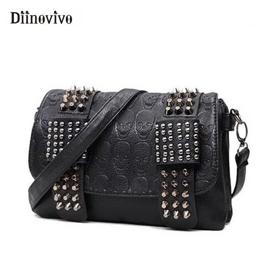 Rivet PU Leather Skull Punk Crossbody Purse