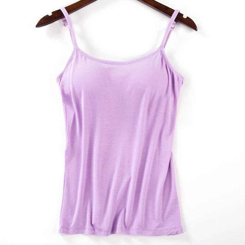 Padded Bra Tank Top Women Modal Spaghetti Camisole