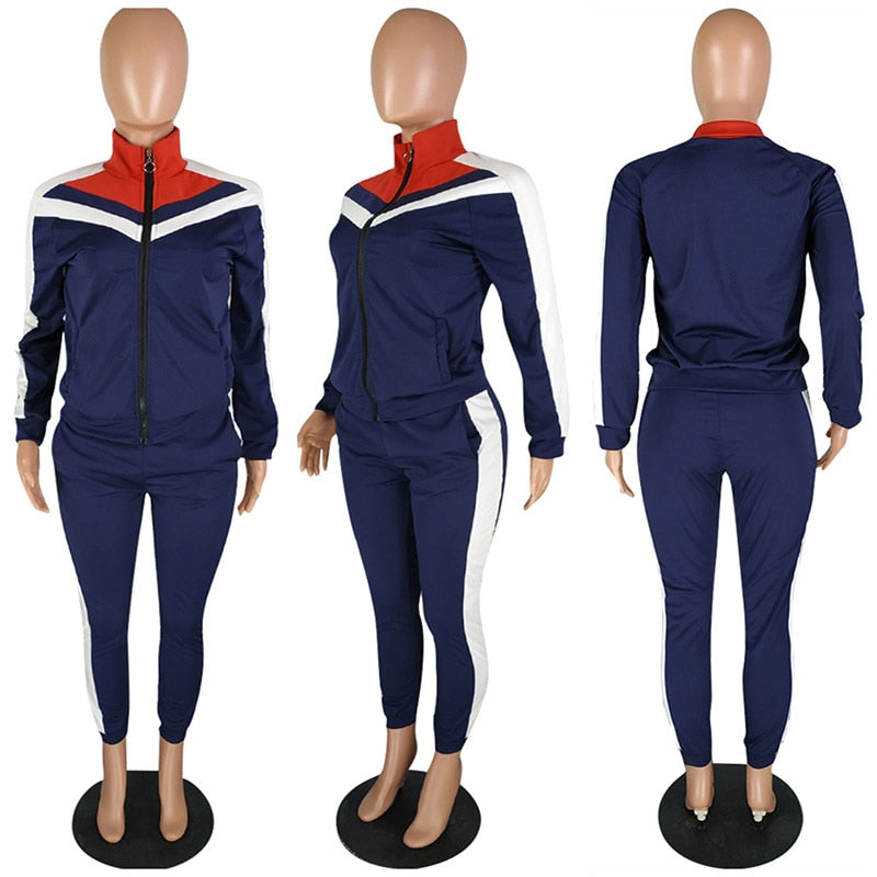 Side Striped Ladies Zipper Tracksuit