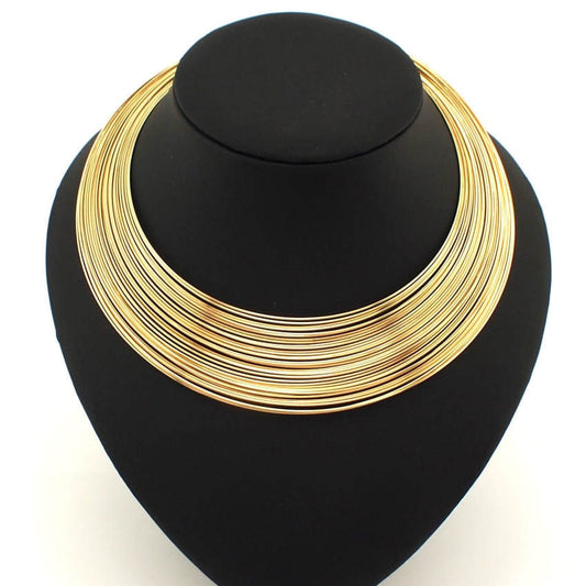 Multi-Layer Metal Wire Statement Indian Choker Necklace