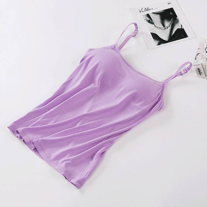 Padded Bra Tank Top Women Modal Spaghetti Camisole