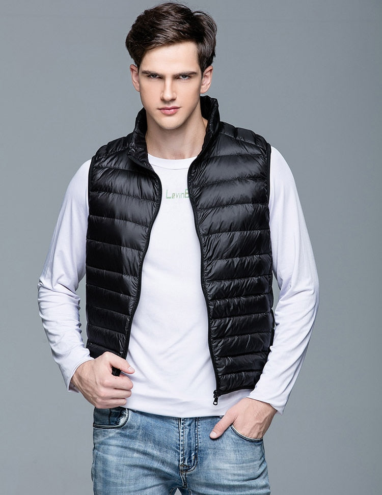 Duck Down Vest Ultra Light Men's Sleeveless Ribbed Vests