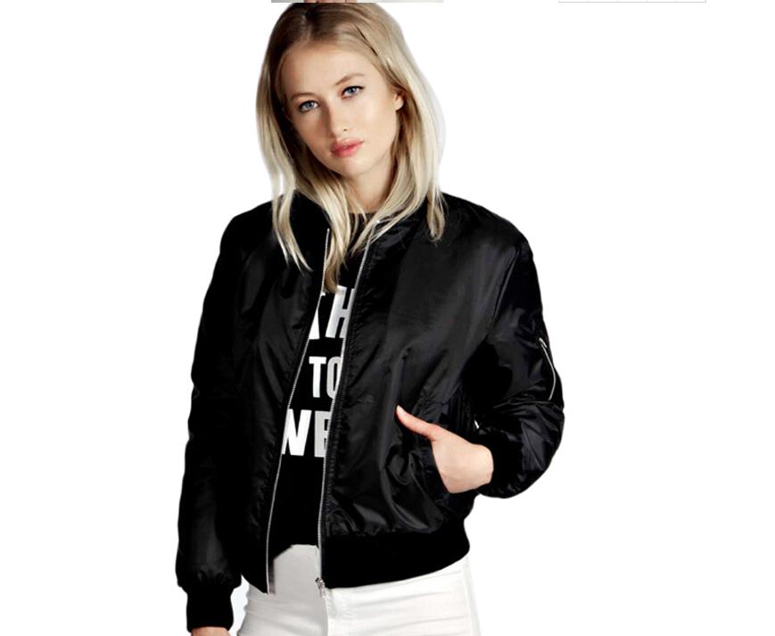 Long Sleeve Ladies Simple Light Bomber Jacket