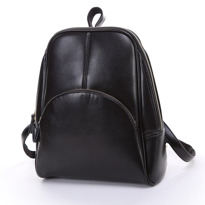 PU Leather Solid Color Large Casual Ladies Backpack