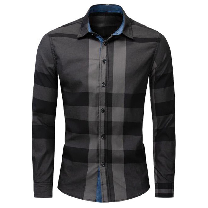 NEW shirt Business casual autumn long sleeve men shirts High quality brand 100% cotton plaid shirt men Plus Size chemise homme