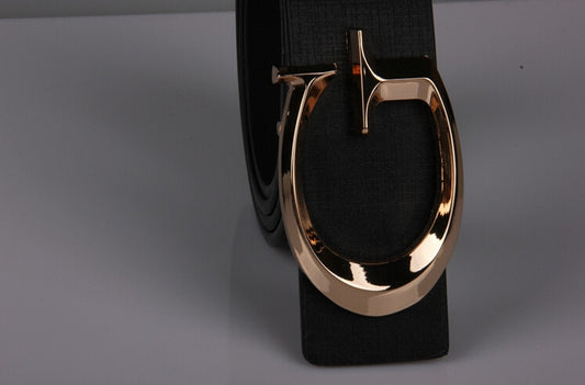 Unisex Metal Gold G Design Gold Buckle Belt