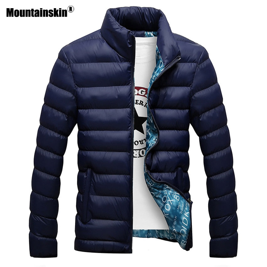 Ribbed Men's Mandarin Collar Puffer Zipper Jacket to 6X