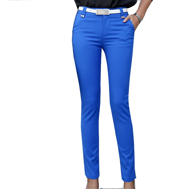 Ladies Slim High Waist Straight Leg Pants