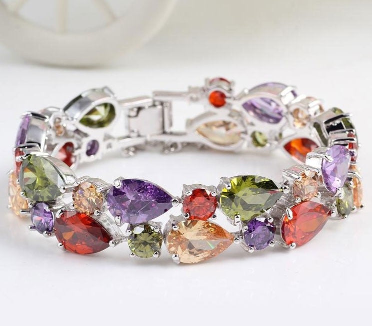 Multicolor Cubic Zircon Bangle Crystal Bracelet