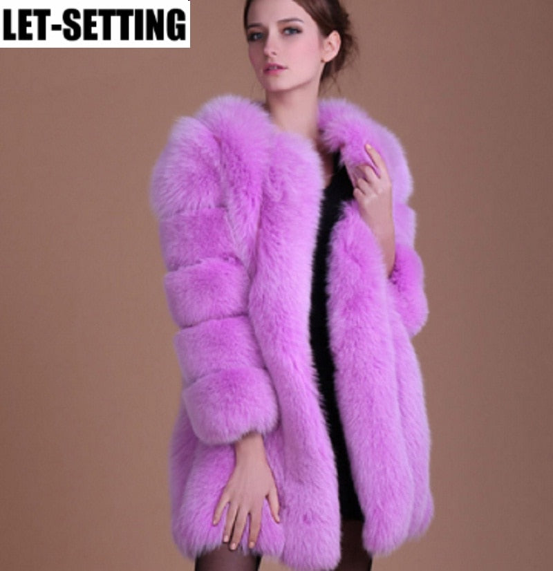 Faux Fur Long Ladies Winter Coat Plus to 4X