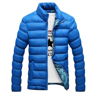 Ribbed Men's Mandarin Collar Puffer Zipper Jacket to 6X