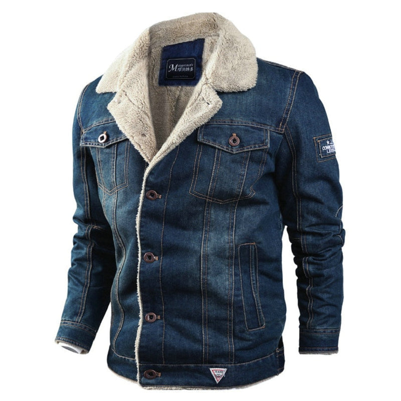 Men's Military Bomber Style Jean Jacket