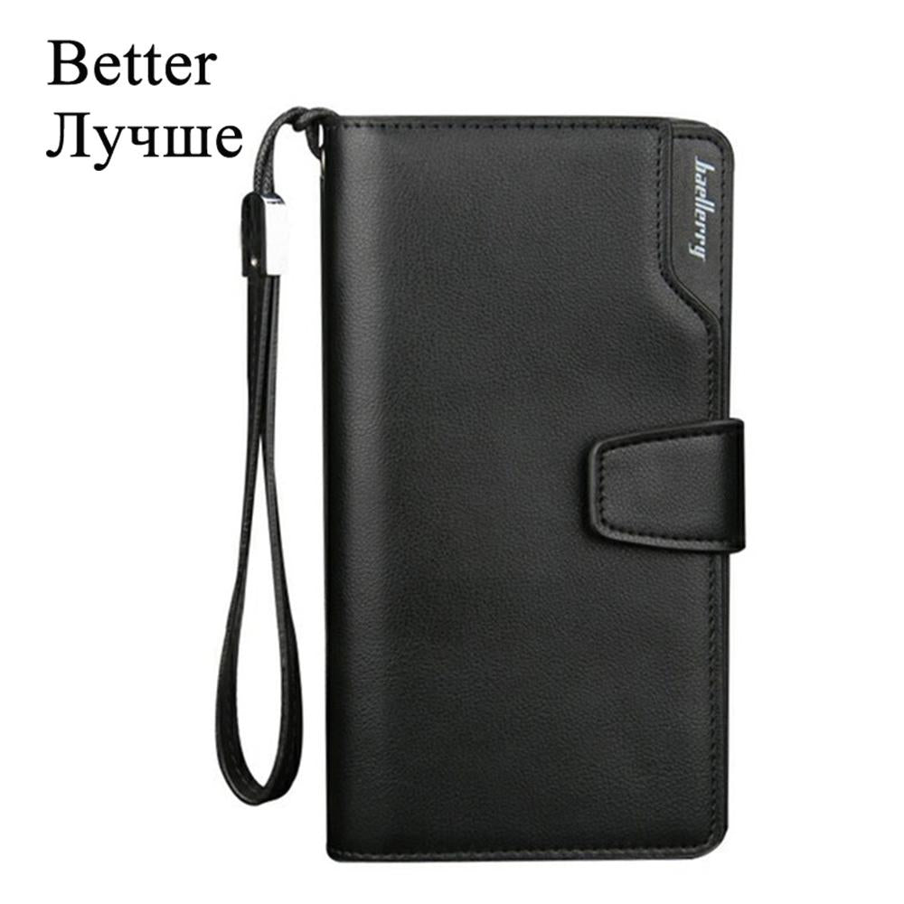 Men Long Card Holder Zipper PU Leather Wallet