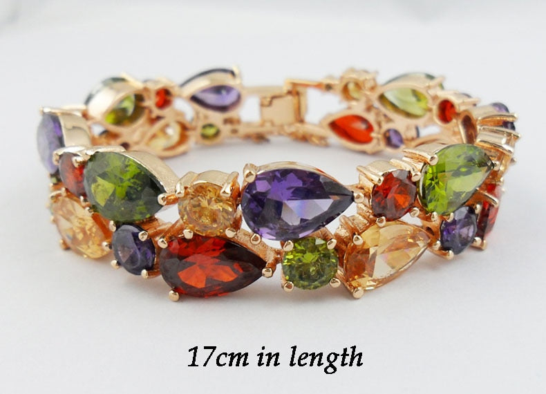 Multicolor Cubic Zircon Bangle Crystal Bracelet