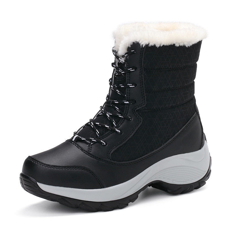 Colorblock Ladies Platform Plush Snowboots