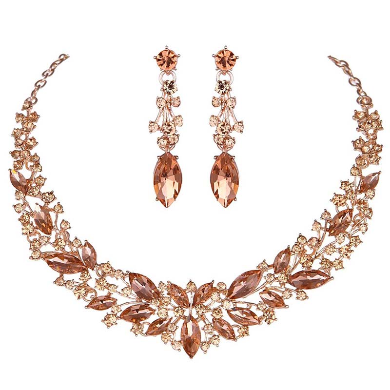 Crystal Rhinestone Jewelry Sets w/ Crowns Bridal Necklace Sets