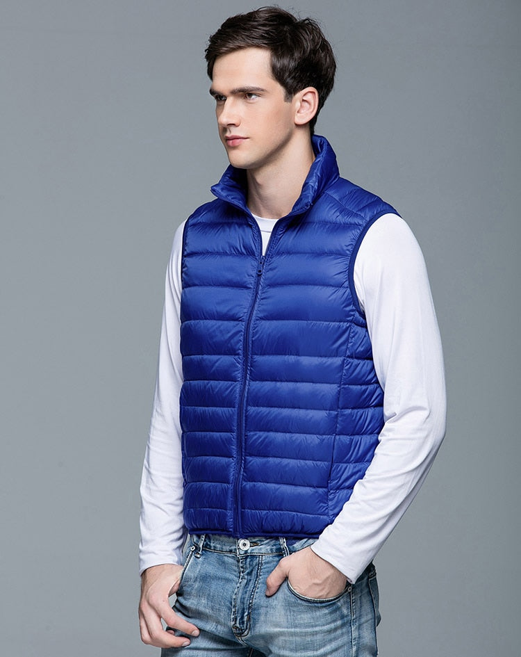 Duck Down Vest Ultra Light Men's Sleeveless Ribbed Vests