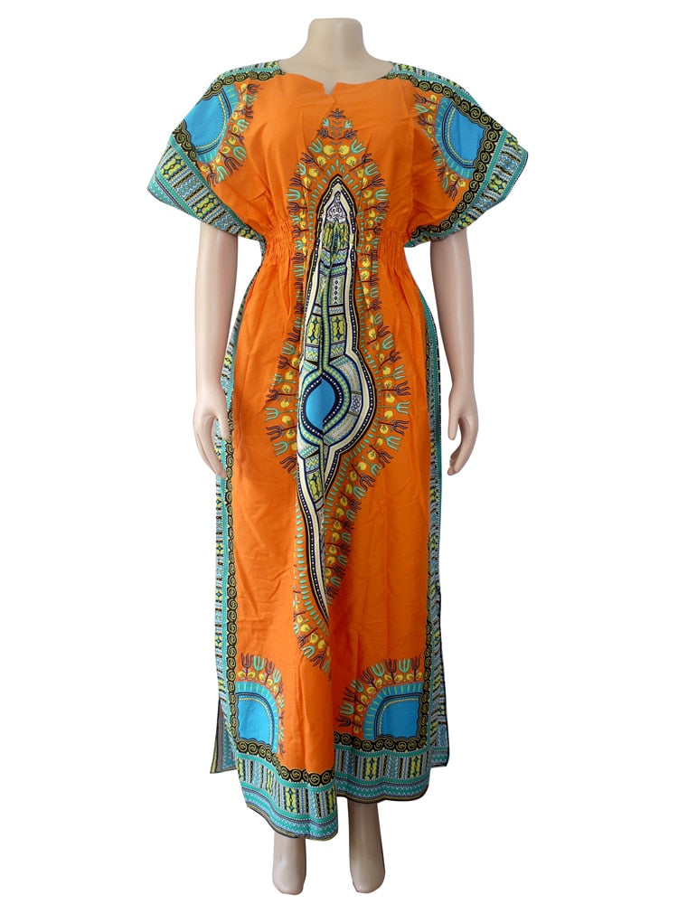 Dashiki Print Batwing Sleeve 100% Cotton African Native Ankara Dress