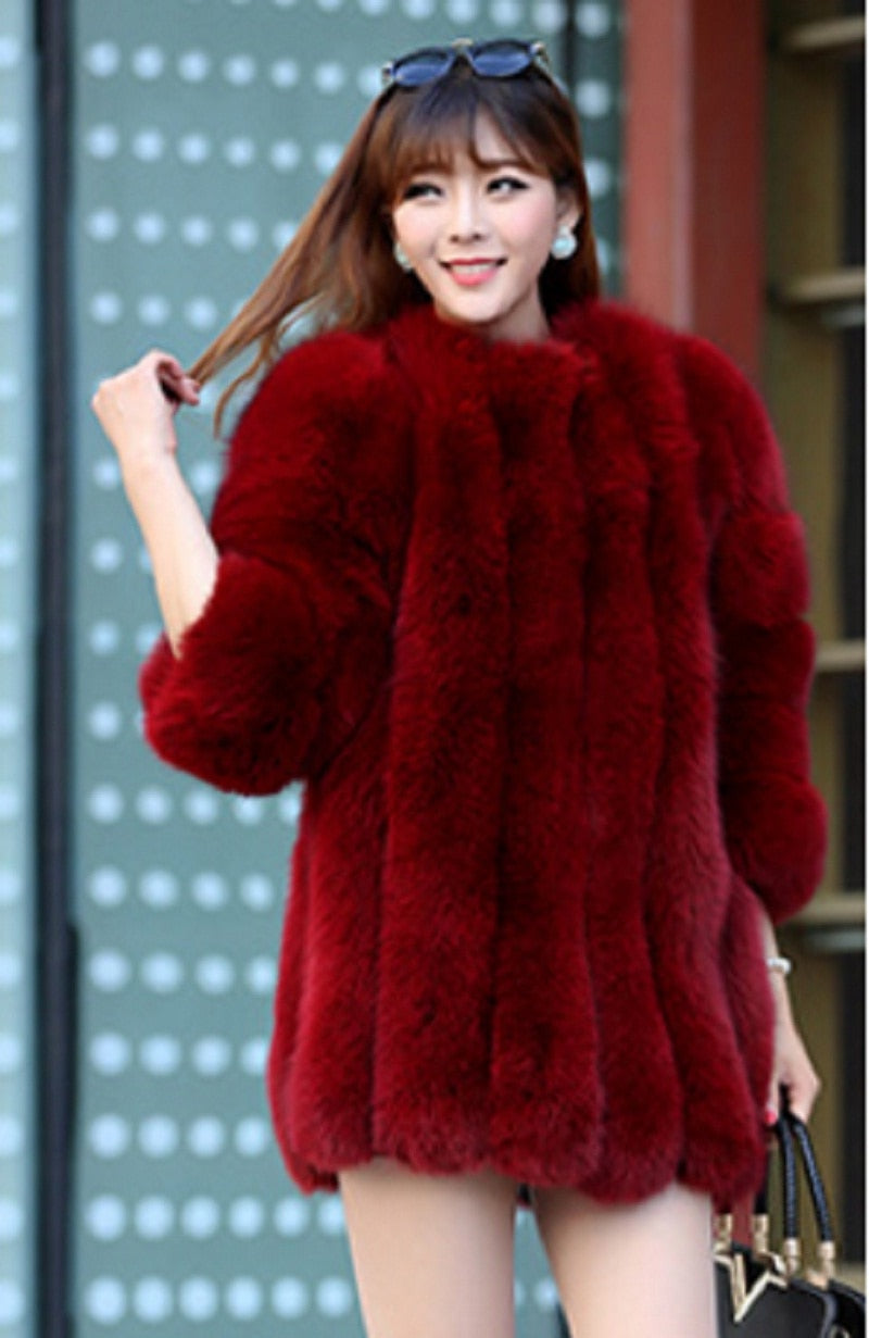 Faux Fur Long Ladies Winter Coat Plus to 4X