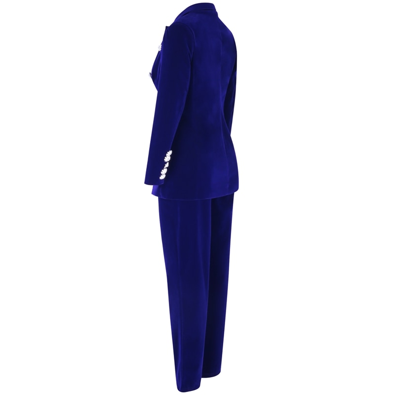 Solid Button Design Women's Double Breasted V-Neck Long Sleeve 2-Piece Business Suit