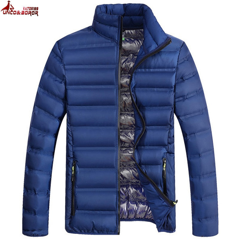 Men's Stand Collar Zipper Quilted Parka Jacket