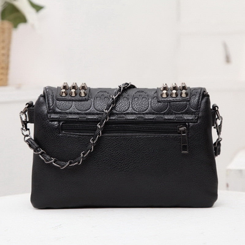 Rivet PU Leather Skull Punk Crossbody Purse