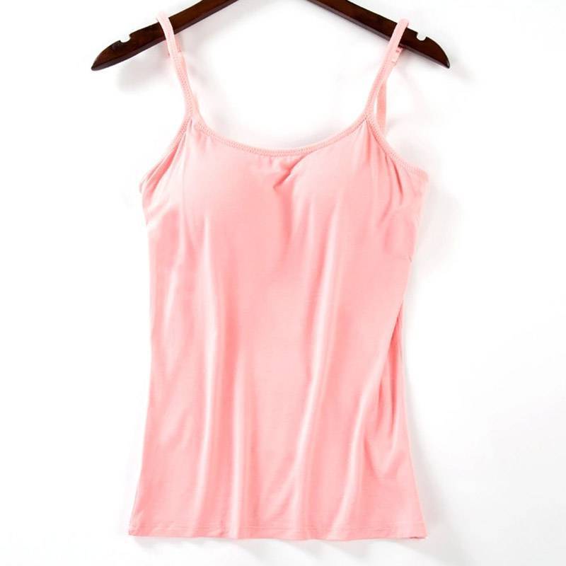 Padded Bra Tank Top Women Modal Spaghetti Camisole