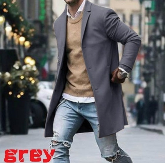 Men's Slim Fit Cashmere Cardigan Wool Blend Coat