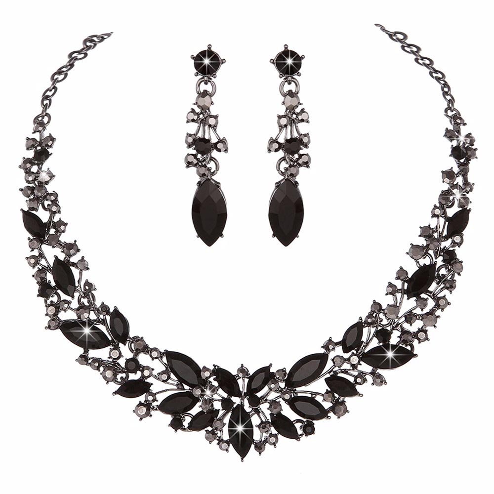 Crystal Rhinestone Jewelry Sets w/ Crowns Bridal Necklace Sets