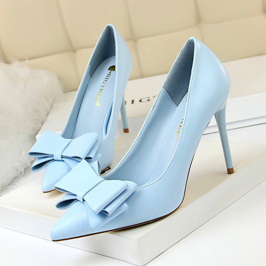 Bowtie High Heel Pointed Toe Pumps