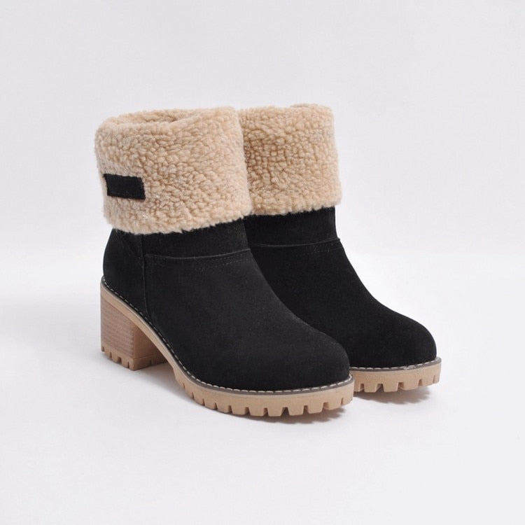 Fur Inner Platform Round Toe Ankle Snowboots