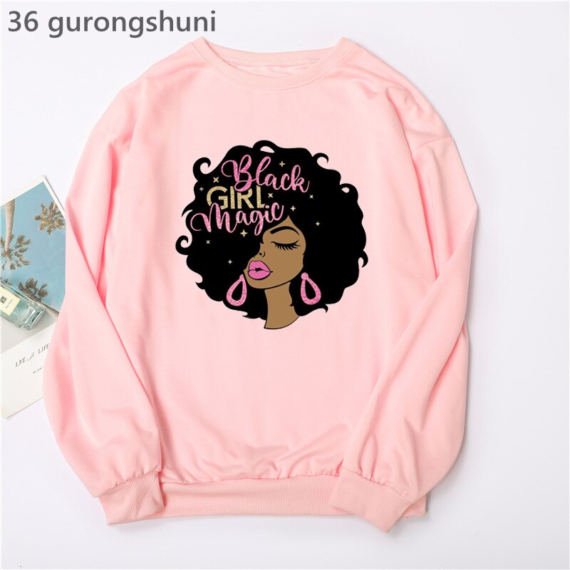 Black Woman Graphic Print Hoodie Sweatshirts