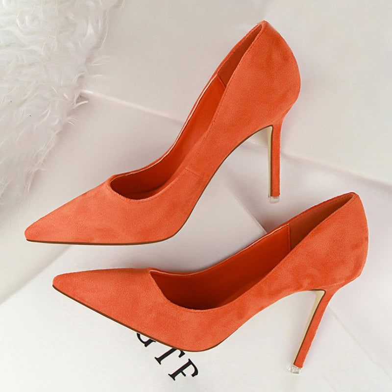 Solid Pointed Toe Stiletto High Heel Ladies Pumps