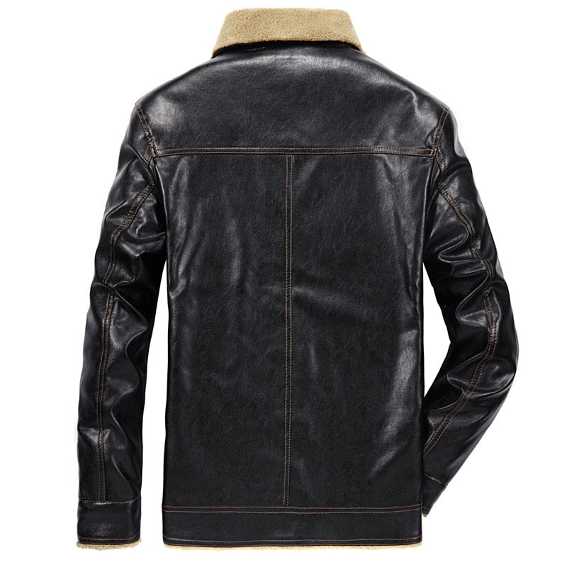 Men's Fur Collar Leather Biker Jacket