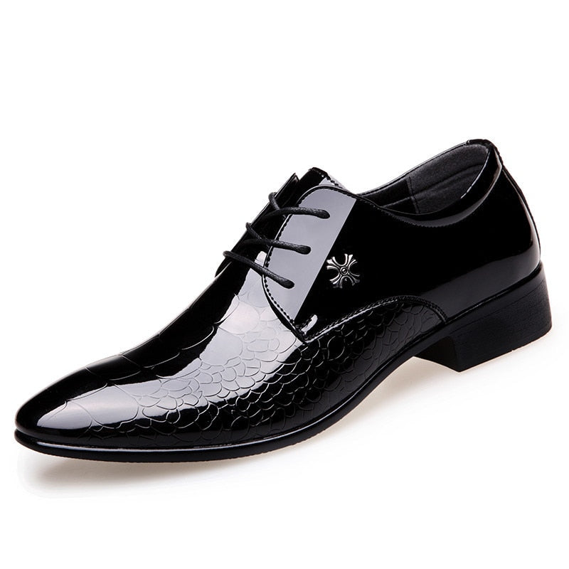 Italian Oxford Patent Leather Pointed Toe Dress Shoes