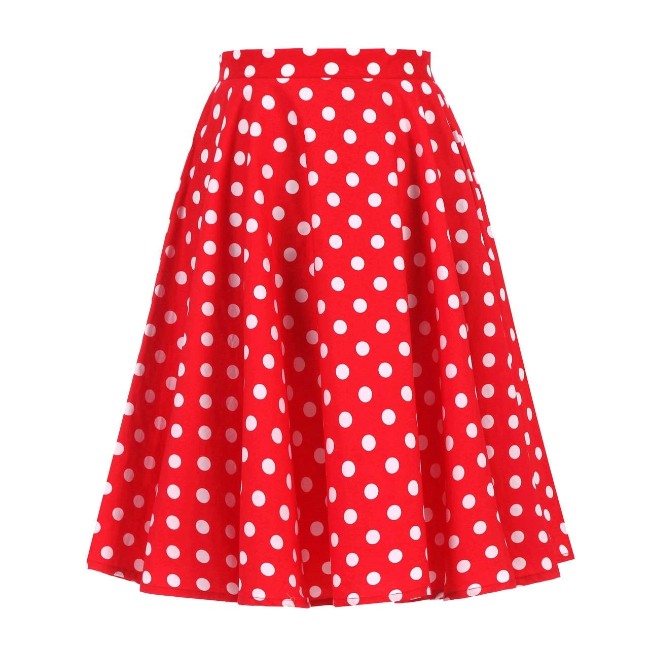 High Waist Skirt Cotton Womens Polka Dot Floral Print Swing Skirts