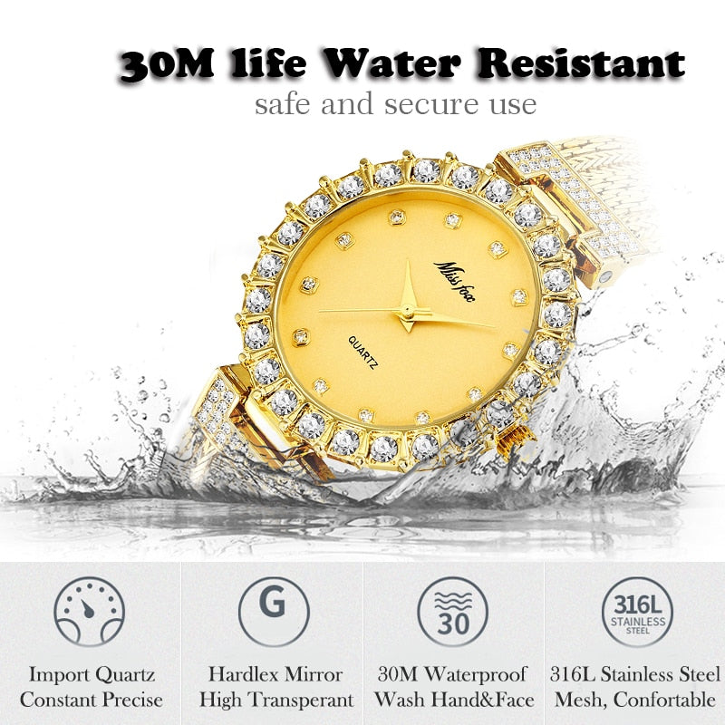 Waterproof Diamond Ladies Quartz Watch