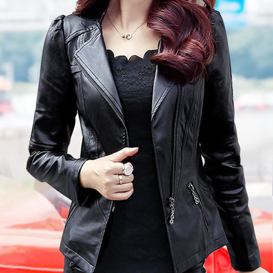 Faux Leather Motorcycle Short Biker Jacket