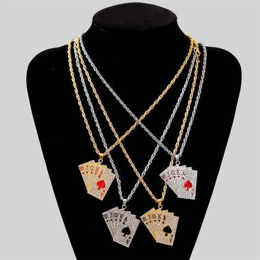 Playing Cards Pendant Necklace Chain