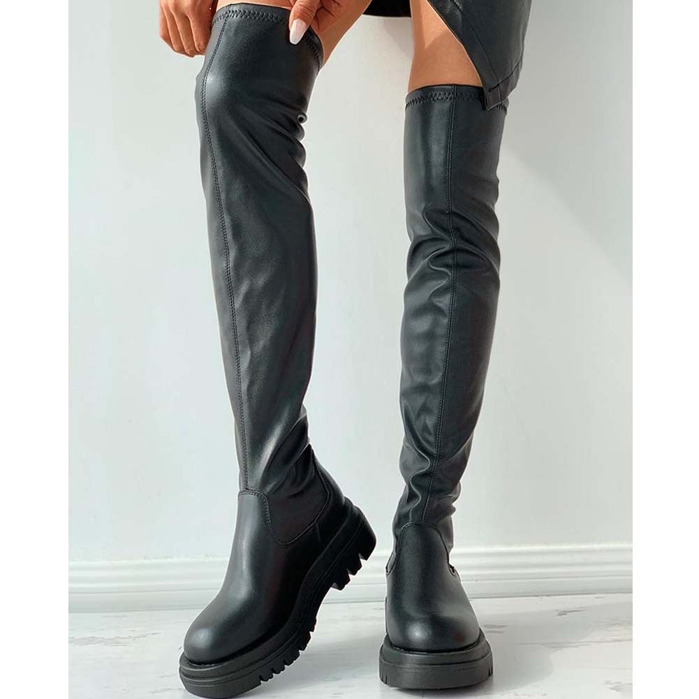 Soft Platform Thigh High Chunky Heel Over The Knee Women's Boots