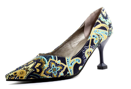 Paisley Print Pointed Toe Pumps