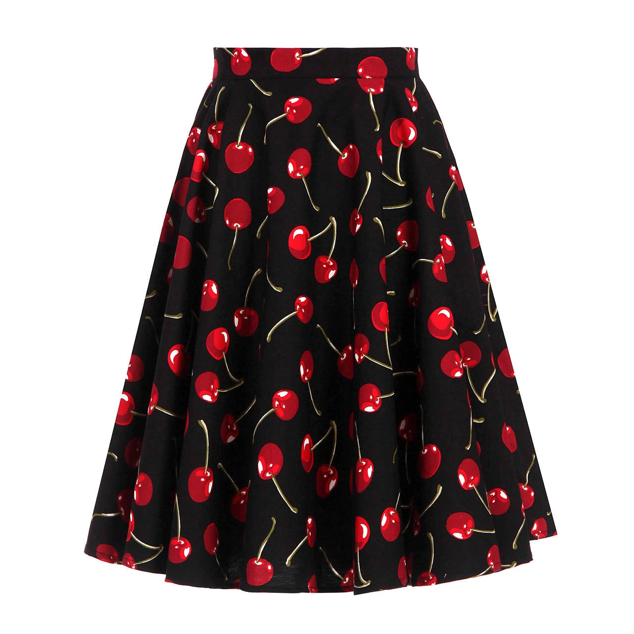 High Waist Skirt Cotton Womens Polka Dot Floral Print Swing Skirts