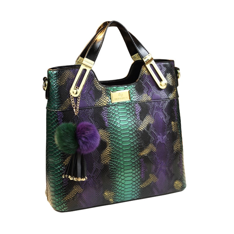 Cowhide Leather Chain Serpentine Tote bag Ladies