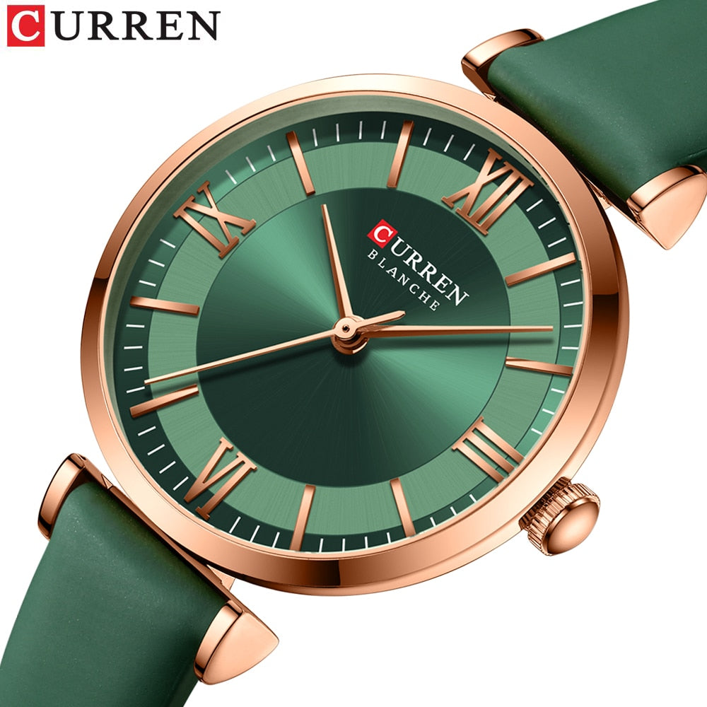 Round Quartz Leather Ladies Watches