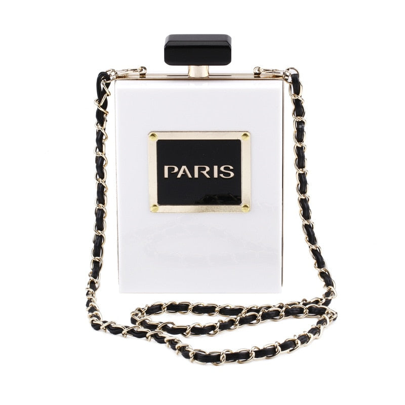 Women's Acrylic Paris Perfume Shaped Clutch Purse