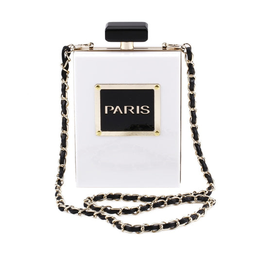 Women's Acrylic Paris Perfume Shaped Clutch Purse