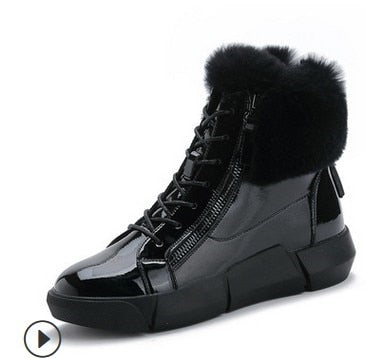 Patent Leather Waterproof Ankle Snowboots