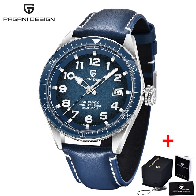 Men's Mechanical Glass Automatic Stainless Steel Waterproof Clock Watch