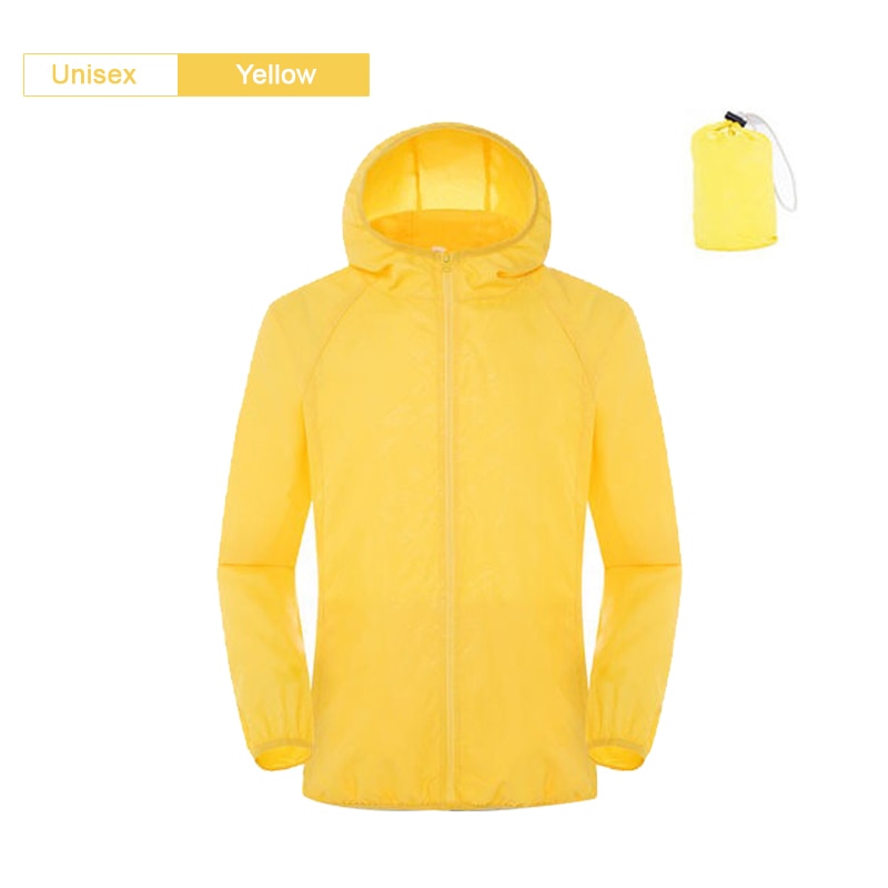 Unisex Hooded Ribbed Waterproof Rain Jackets w/ Pockets